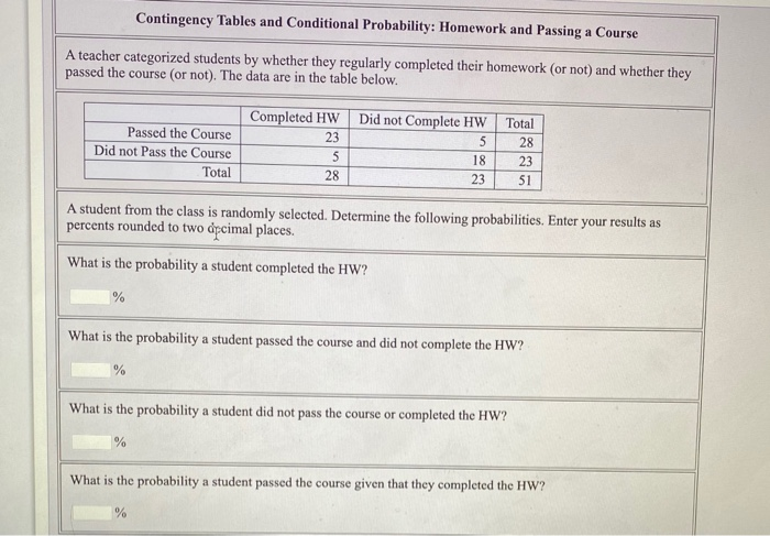 Solved Contingency Tables And Conditional Probability: | Chegg.com