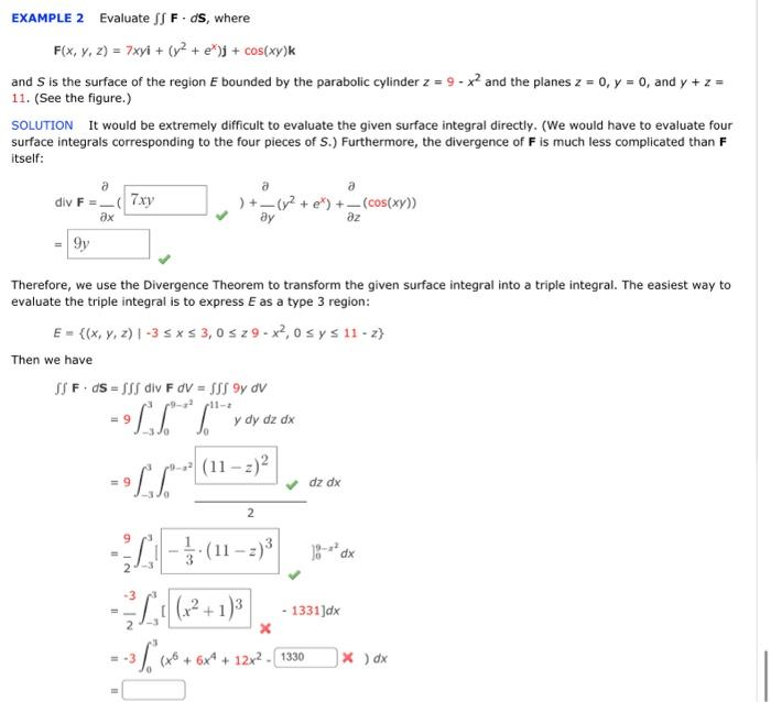 Solved EXAMPLE 2 Evaluate ∬F⋅dS, where | Chegg.com