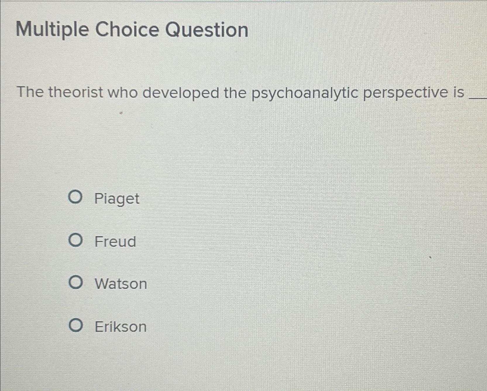 Solved Multiple Choice QuestionThe theorist who developed Chegg