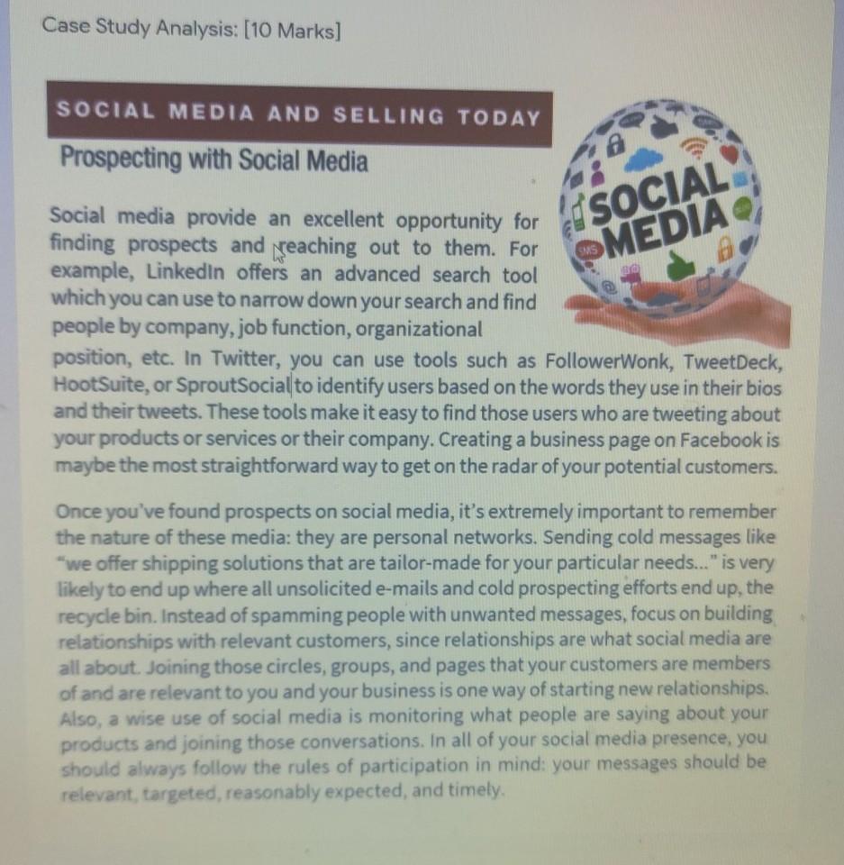 Solved Case Study Analysis: [10 Marks] SOCIAL MEDIA AND | Chegg.com