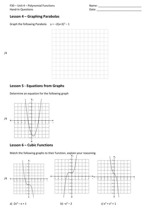 Solved Lesson 2 - Linear Functions Determine for the | Chegg.com