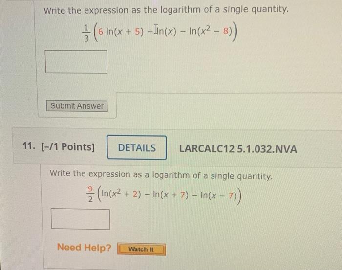 Solved Write the expression as the logarithm of a single | Chegg.com