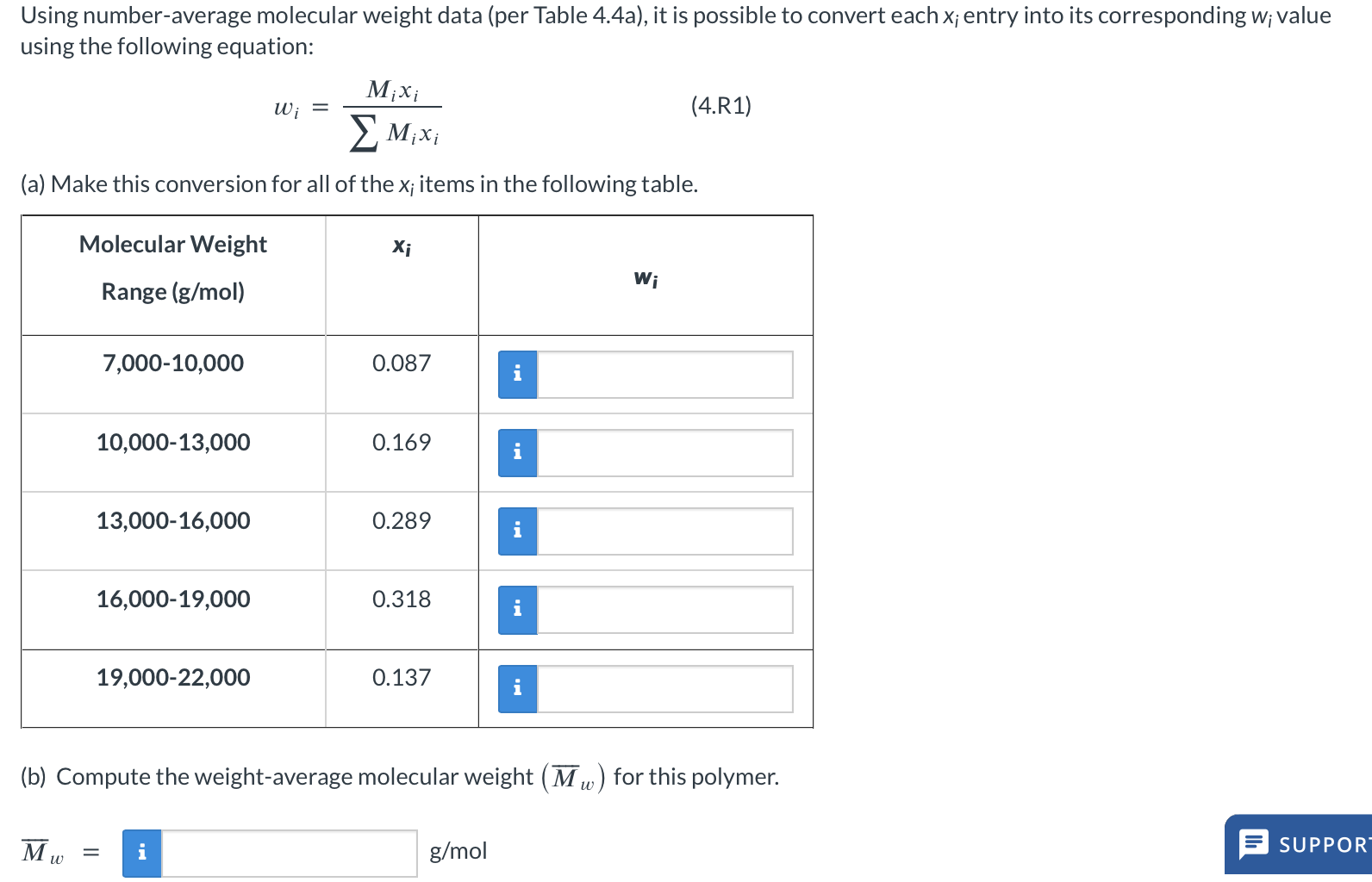 Weight Data Math Solved Using number-average molecular weight data (per Table | Chegg.com