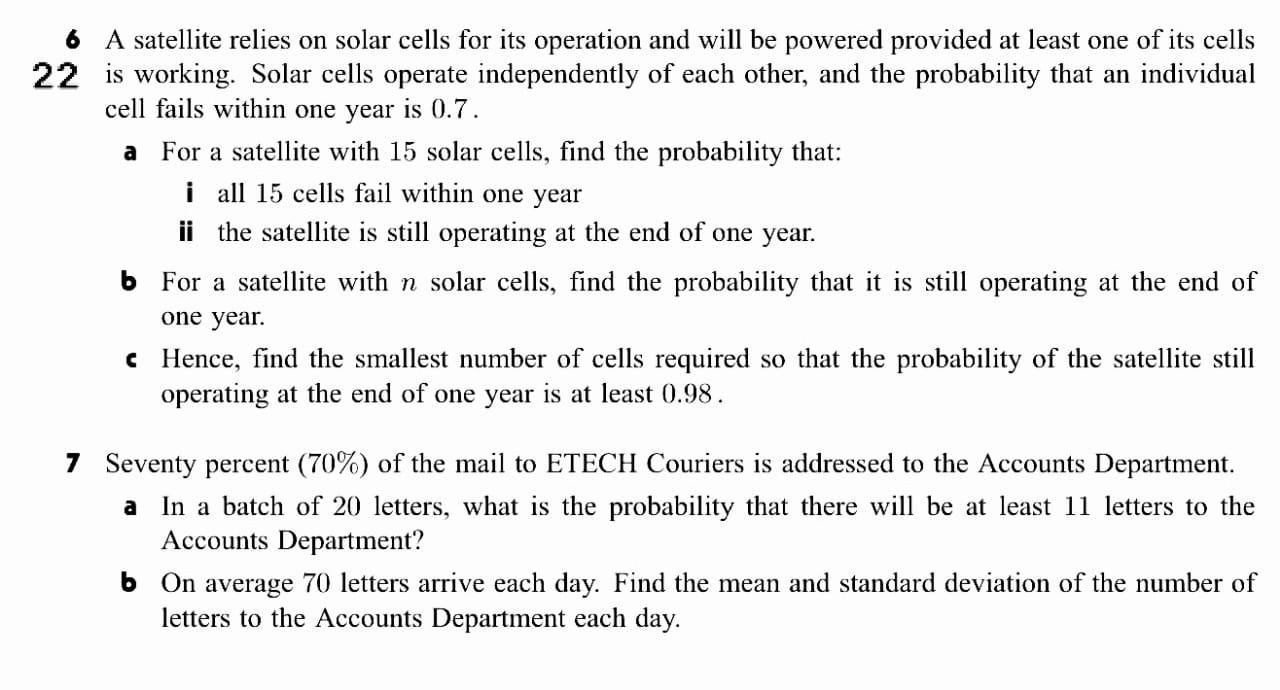 Solved 6 A Satellite Relies On Solar Cells For Its Operation Chegg Com