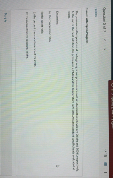 Solved Question 5 of 7/ 15PoliciesCurrent Attempt in | Chegg.com
