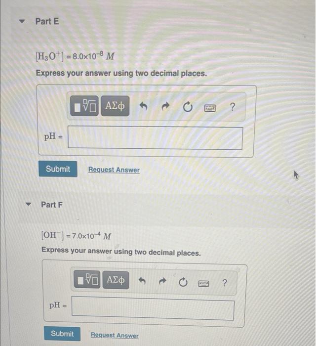 Solved Part A Calculate the pH of each solution given the | Chegg.com