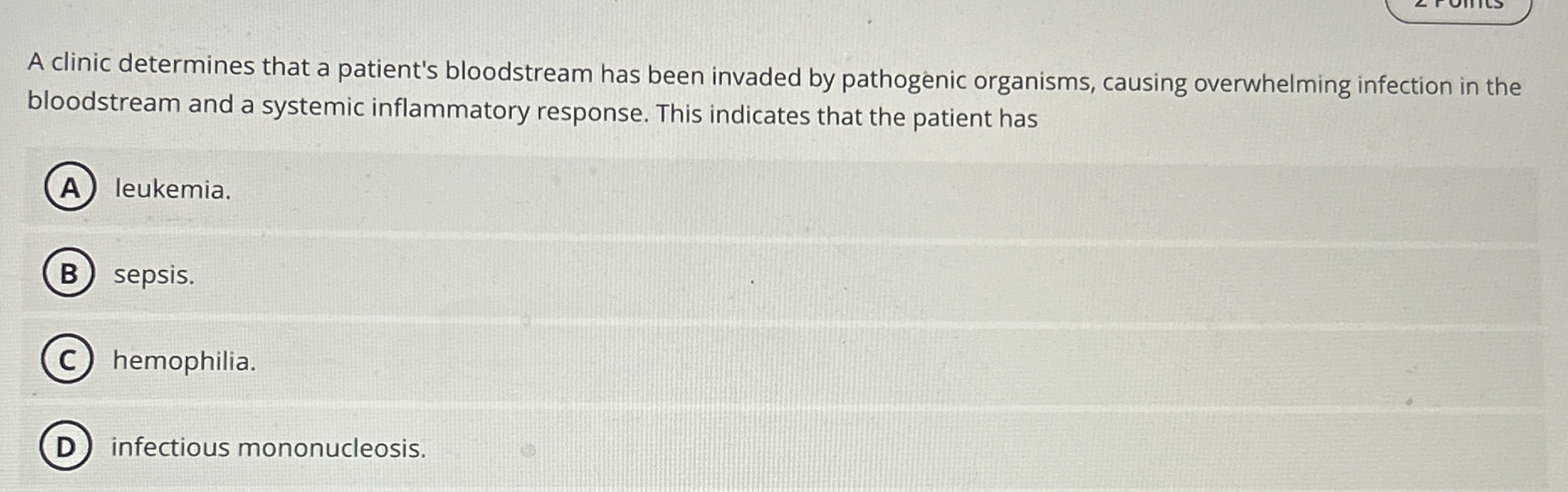 Solved A clinic determines that a patient's bloodstream has | Chegg.com