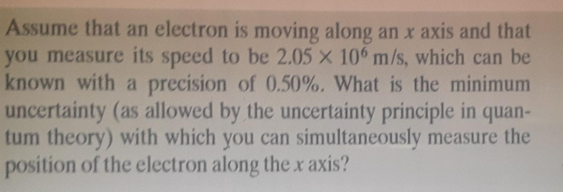 Solved Assume that an electron is moving along an x axis and | Chegg.com