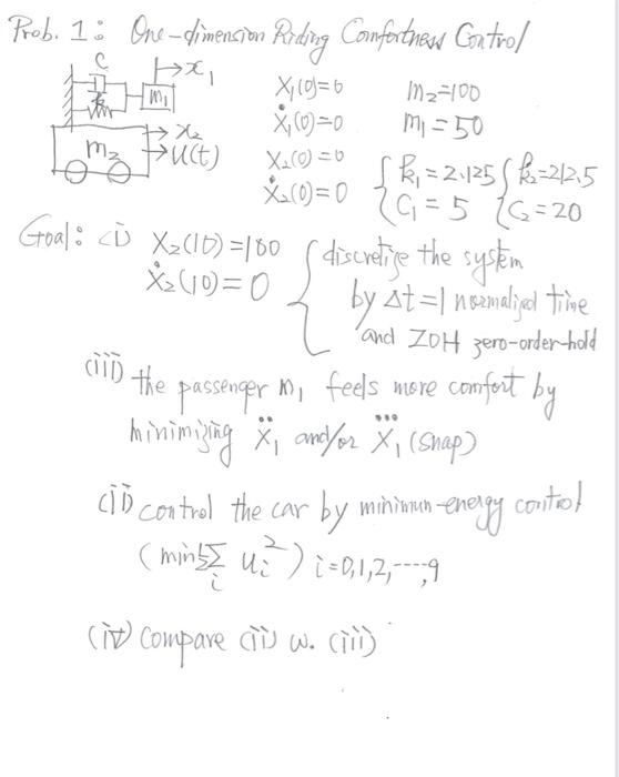 Solved Prob. 1: One-dimension Riting Confortness Control | Chegg.com
