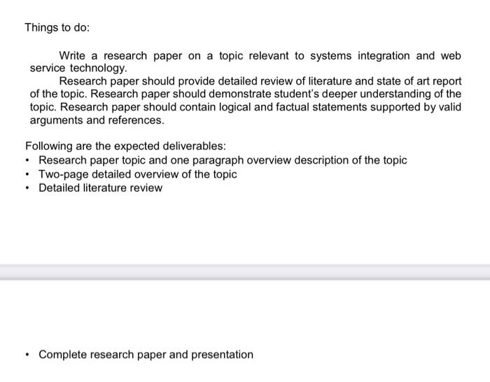 Solved Things to do: Write a research paper on a topic | Chegg.com
