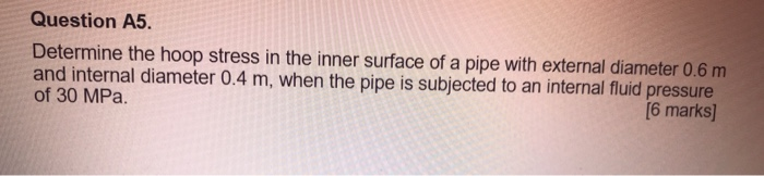Solved Question A5. Determine the hoop stress in the inner | Chegg.com