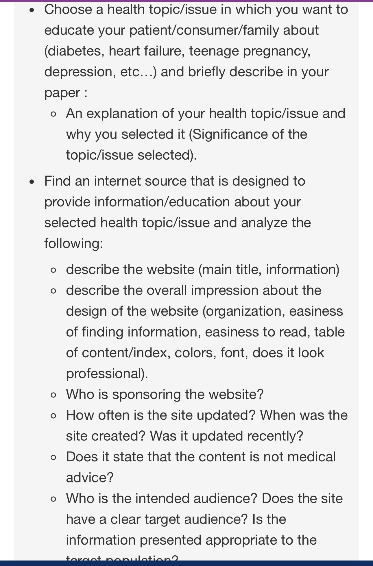 Solved Choose a health topic/issue in which you want to | Chegg.com