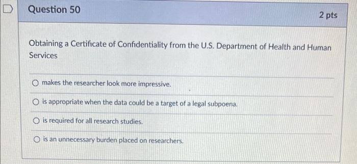 Solved Question 43 2 pts Which one of the following would | Chegg.com