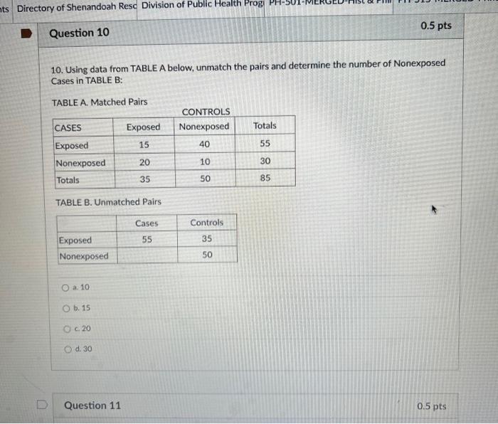 Solved Using Data From Table A Below Unmatch The Pairs Chegg Com