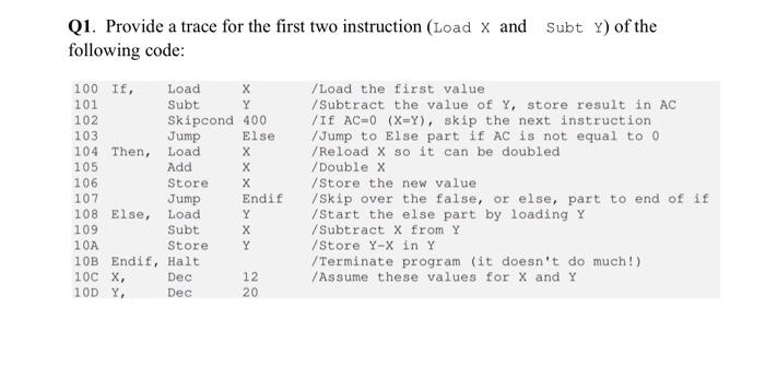 Solved Q1. Provide a trace for the first two instruction | Chegg.com