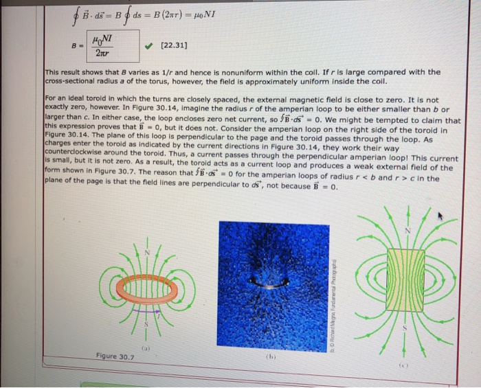 Solved Example 30.5 The Magnetic Field Created by a Toroid | Chegg.com