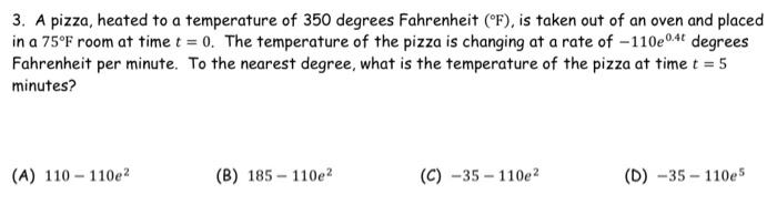 Solved 3. A pizza heated to a temperature of 350 degrees Chegg