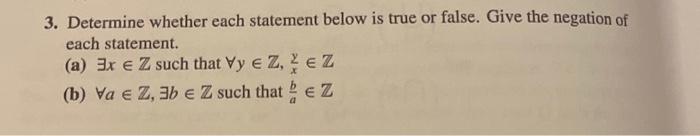 Solved 3. Determine whether each statement below is true or | Chegg.com