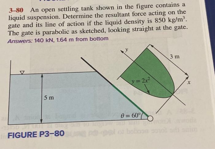 Solved 3-80 An open settling tank shown in the figure | Chegg.com