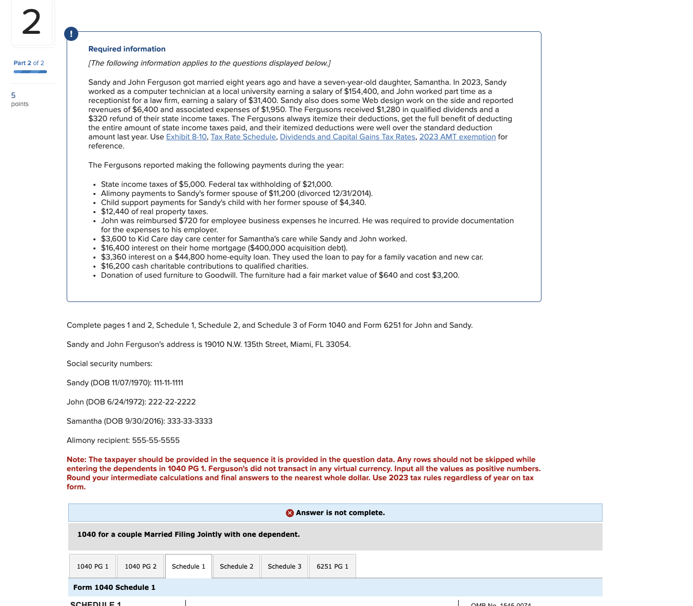 Solved in schedule 1 part 2 adjustments to income there chegg