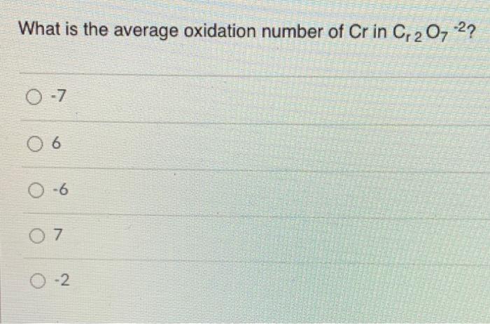 oxidation of cr in cr2o72