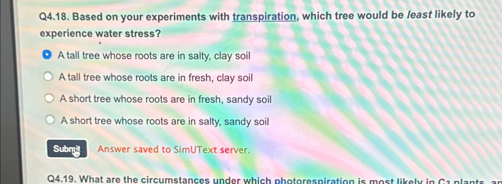 13 experiments on transpiration