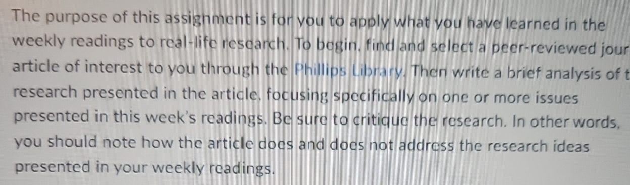 Solved The purpose of this assignment is for you to apply | Chegg.com