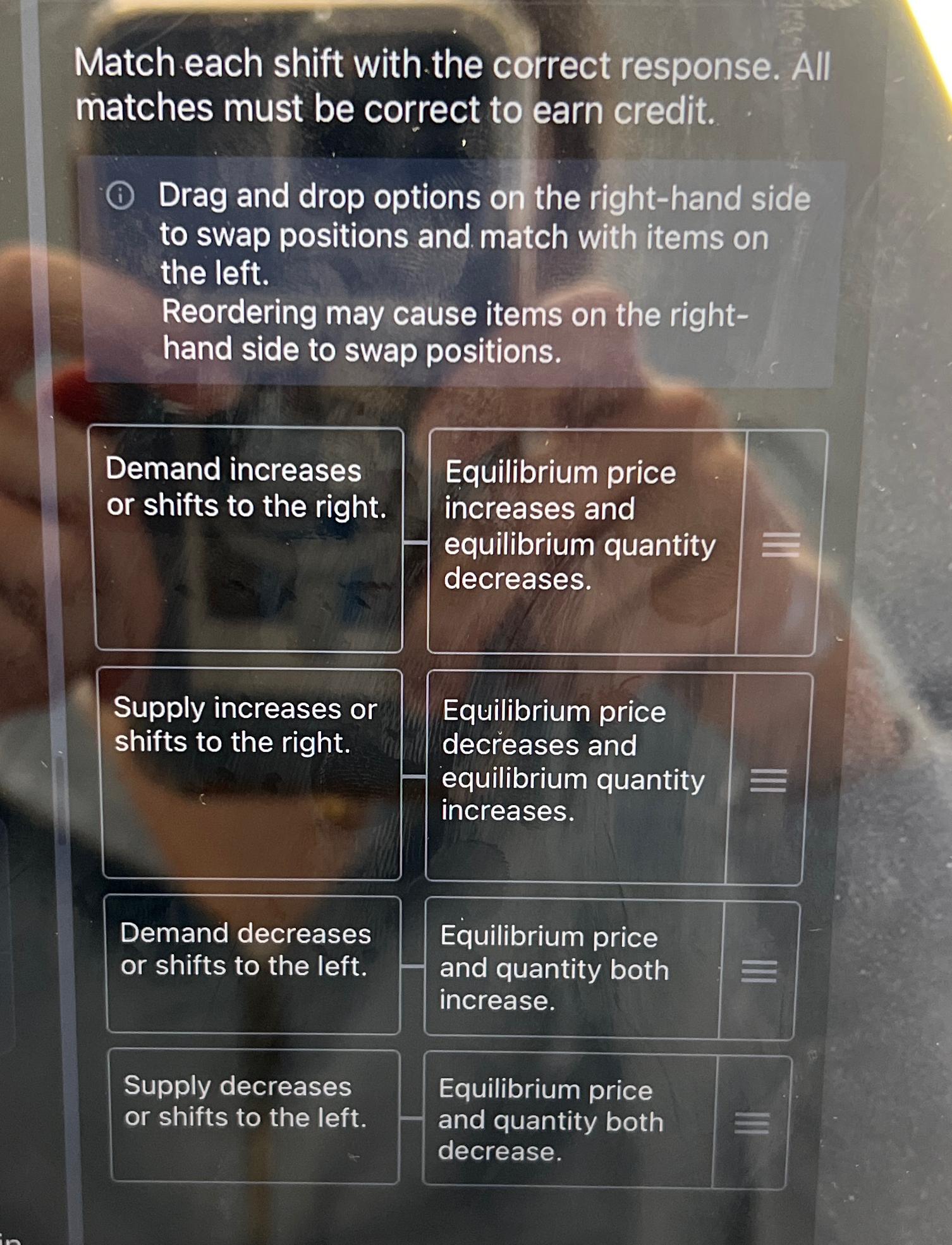 Solved Match each shift with the correct response. All | Chegg.com