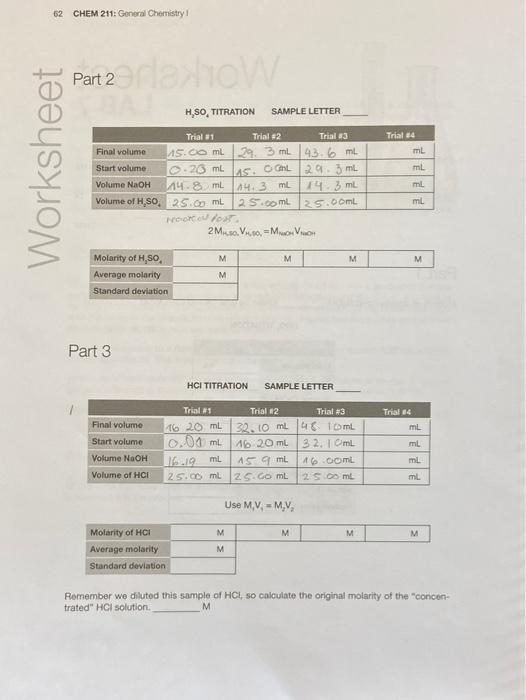 Solved Part 1 Molarity of standardized NaOH (given by your | Chegg.com