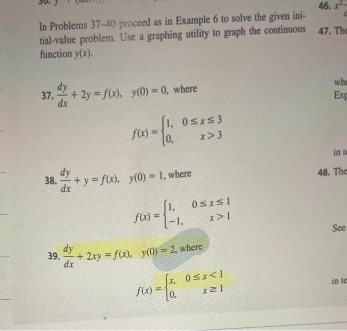 Solved In Problems 37-40 proceed as in Example 6 to solve | Chegg.com