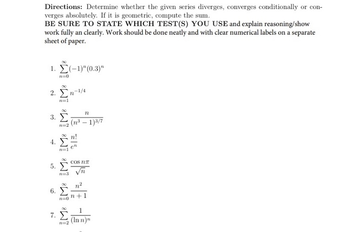 Solved Directions: Determine whether the given series | Chegg.com