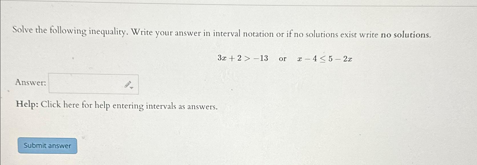 Solved I need help with my homework math problem.Solve the | Chegg.com