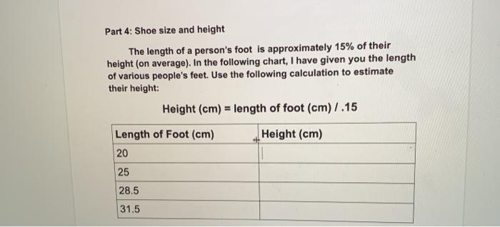 Feet height in clearance cm