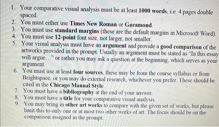 1 Your Comparative Visual Analysis Must Be At Chegg Com