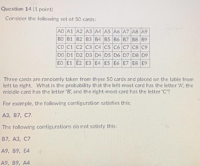 Solved Question 14 (1 point) Consider the following set of | Chegg.com 