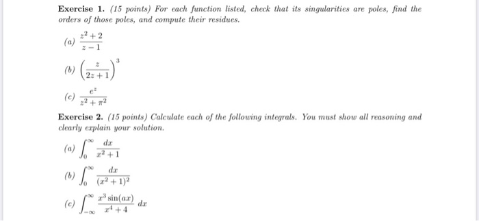 Solved Exercise 1. (15 points) For each function listed, | Chegg.com