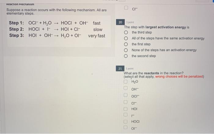 Solved Reaction Mechanism Suppose a reaction occurs with the | Chegg.com