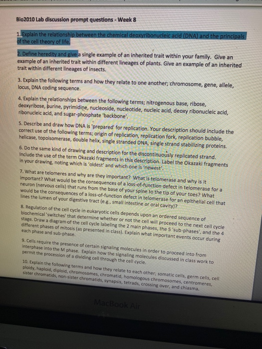 Solved Bio2010 Lab discussion prompt questions - Week 8 1. | Chegg.com