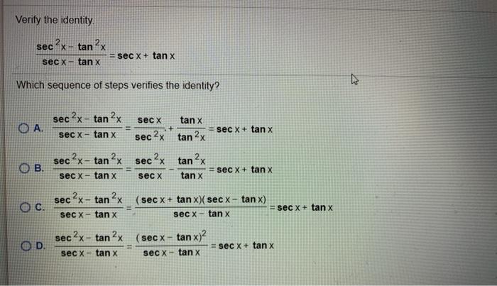 Solved Verify The Identity Sec X Tan 2x Sec X Tan X Se Chegg Com