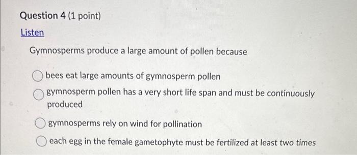 Solved What is a key difference between gymnosperms and | Chegg.com