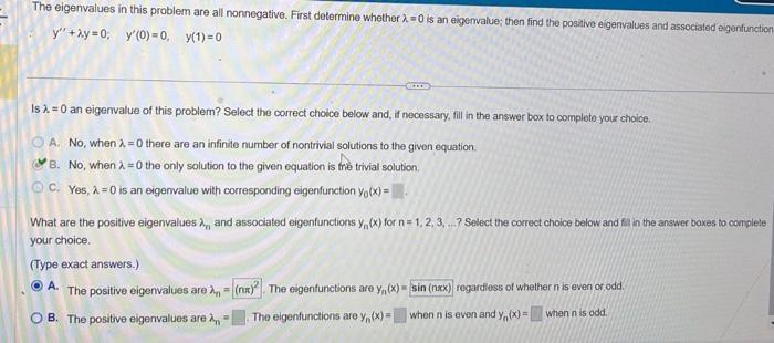 Solved The eigenvalues in this problem are all nonnegative. | Chegg.com