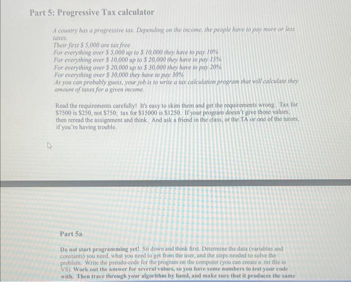 Solved Progressive Tax calculator A country has a | Chegg.com