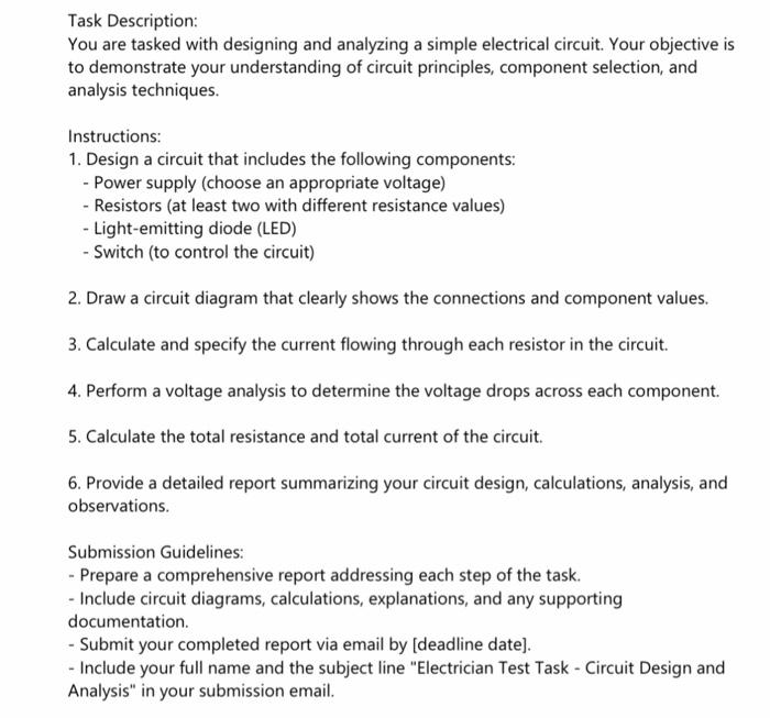 Solved Task Description You are tasked with designing and