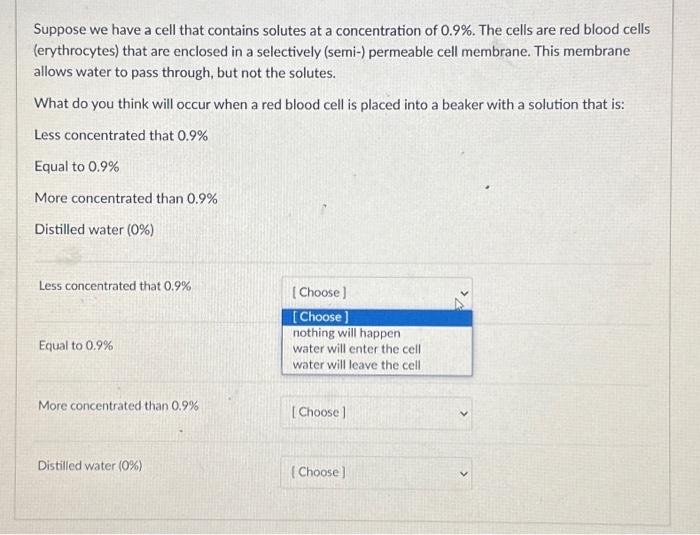 Solved Suppose we have a cell that contains solutes at a | Chegg.com