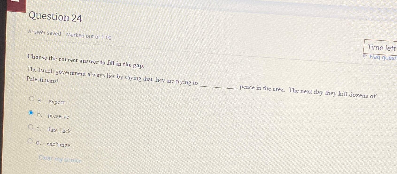 Question 24Answer saved Marked out of 1 00Time Chegg com