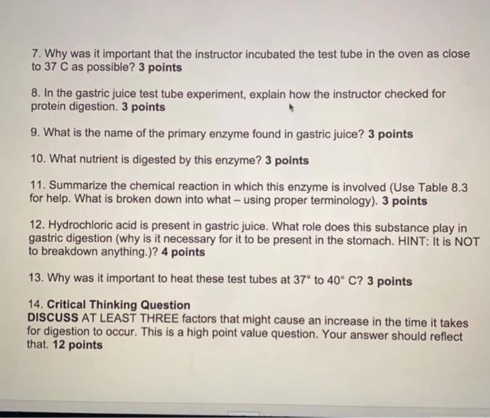 Solved PART 1 MECHANICAL DIGESTION EXPERIMENTS YOU WERE