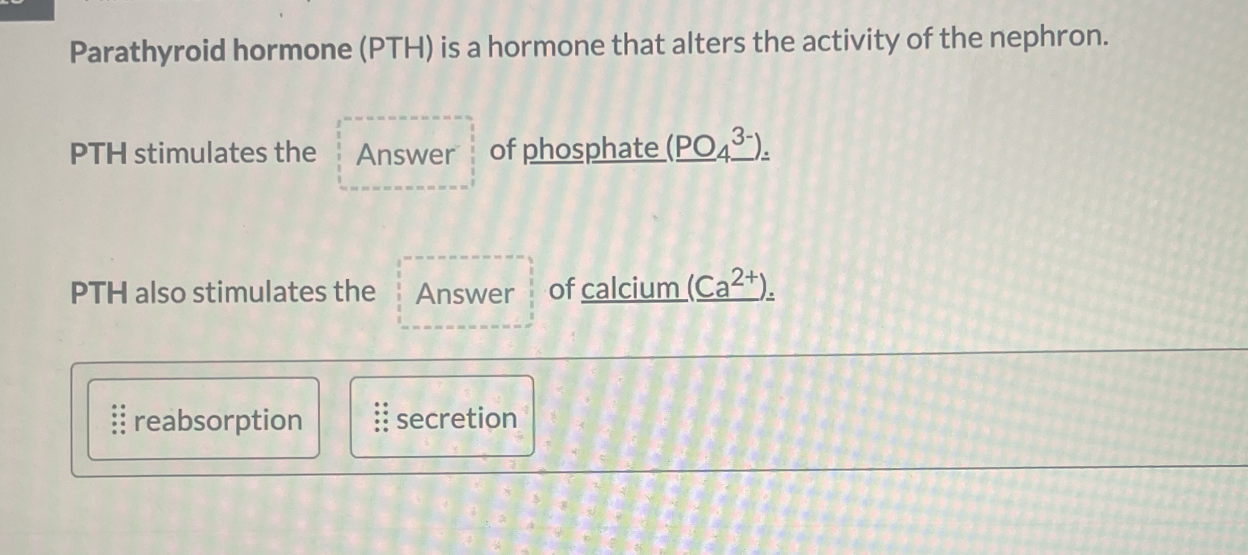 Solved Parathyroid hormone (PTH) ﻿is a hormone that alters | Chegg.com