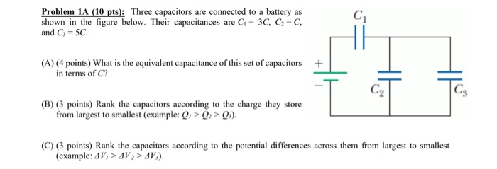 Solved Problem 1A (10 Pts): Three Capacitors Are Connected | Chegg.com