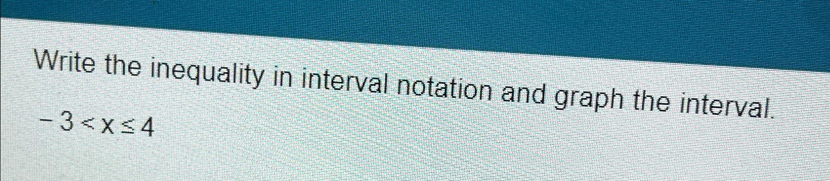Solved Write the inequality in interval notation and graph | Chegg.com