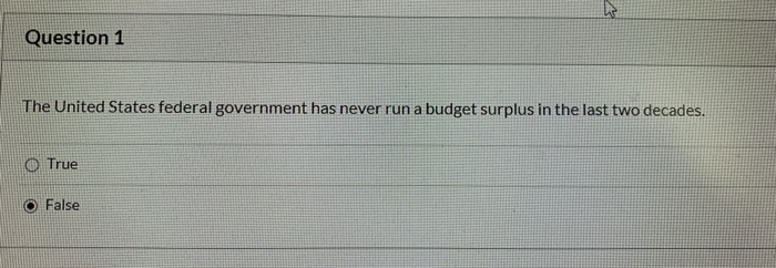 Solved Question 1 The United States Federal Government Has | Chegg.com